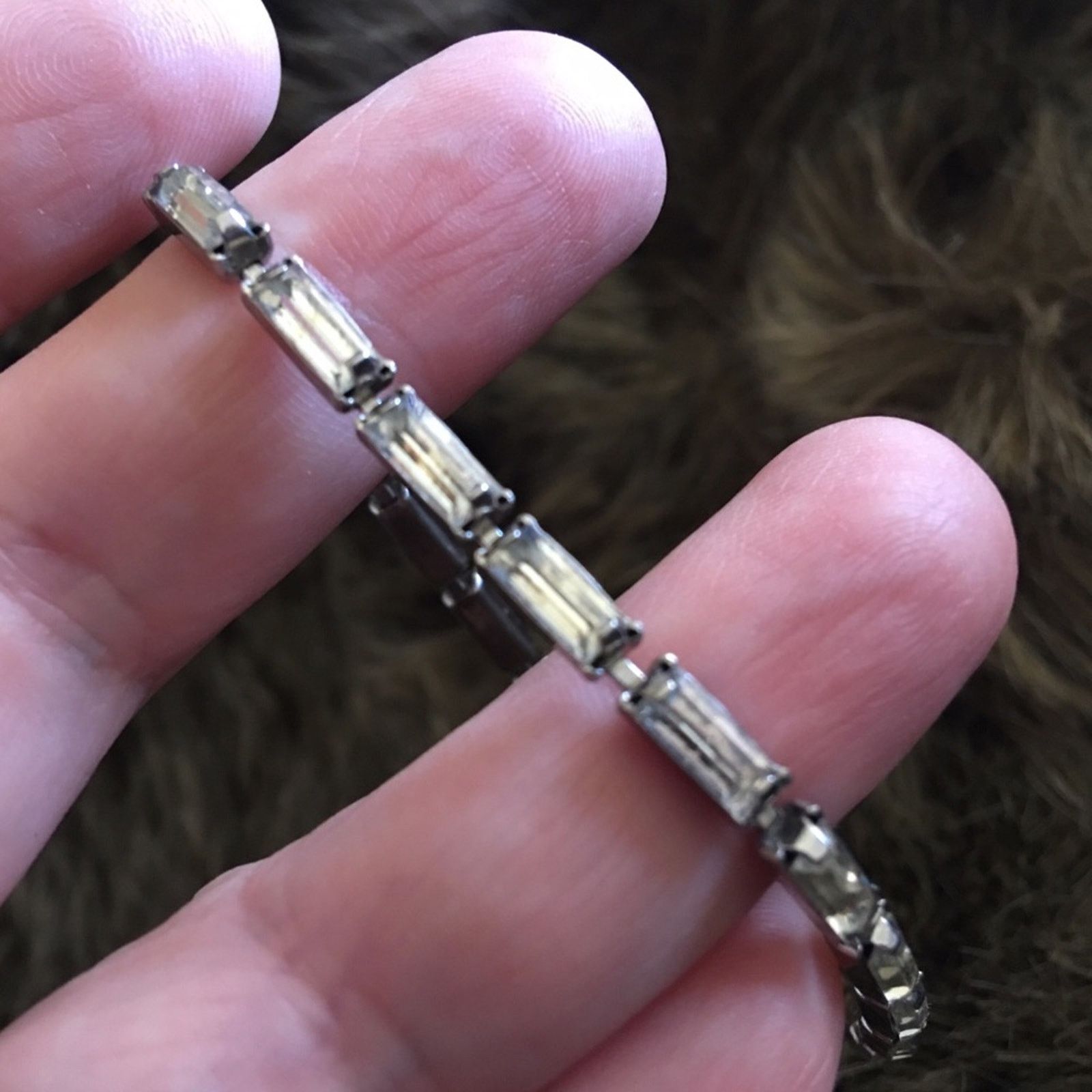 Vintage Vintage 50s clear baguette rhinestone bracelet Size ONE SIZE - 6 Thumbnail