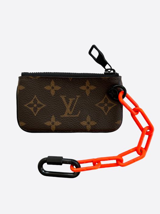 Pre-owned Louis Vuitton Pochette Cles Monogram Orange Black