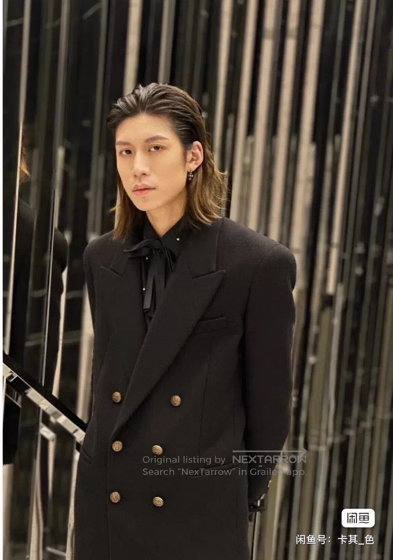 Saint Laurent Paris Saint Laurent Paris Black and Gold Cashmere Men's Overcoat Size US M / EU 48-50 / 2 - 3 Thumbnail