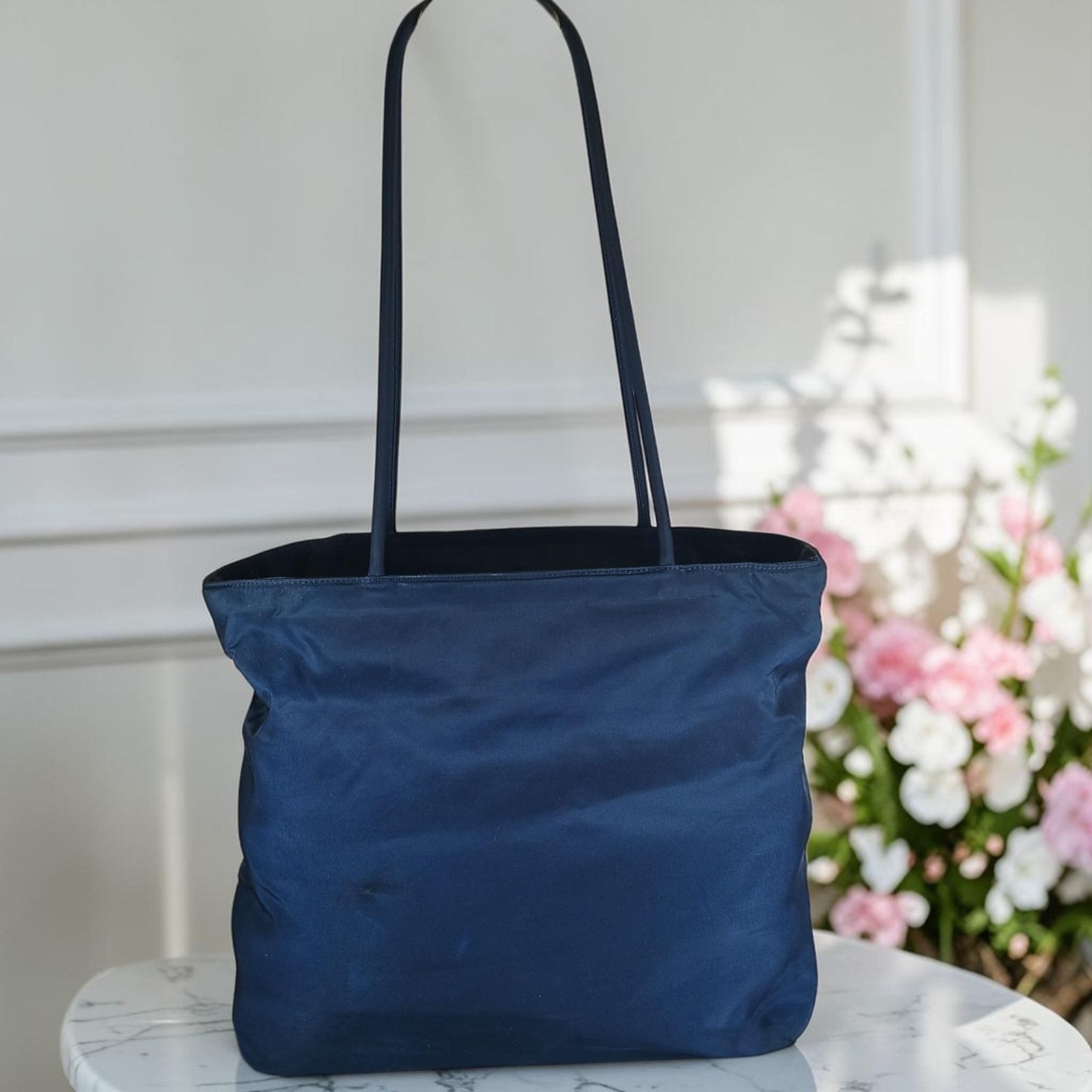 Prada Prada Blue Tessuto Nylon Triangle Logo Tote Bag Size ONE SIZE - 3 Thumbnail
