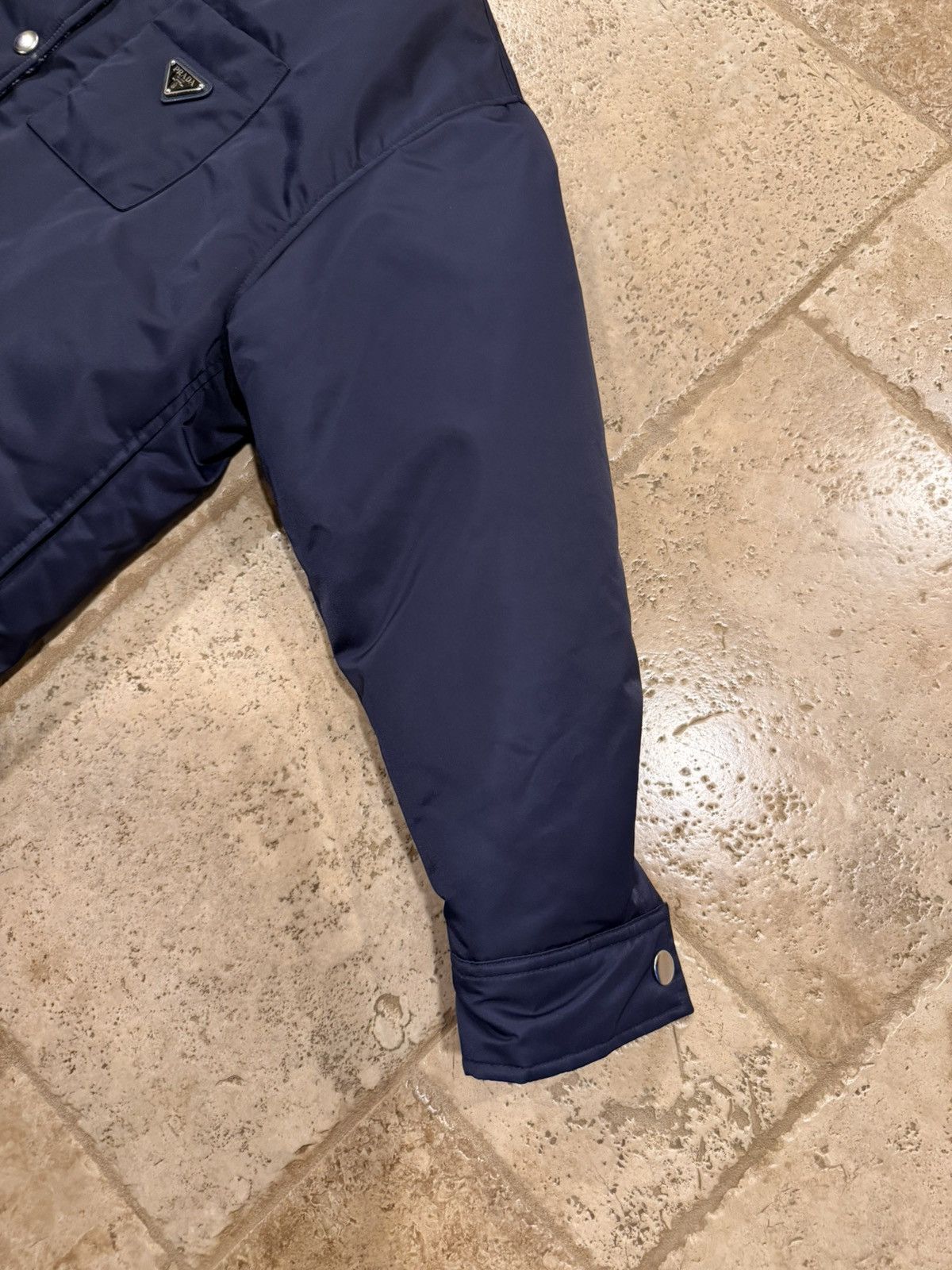 Prada Prada Re-Nylon Padded Checked Line Blouson Navy Jacket Size XXS / US 00 / IT 34 - 7 Thumbnail