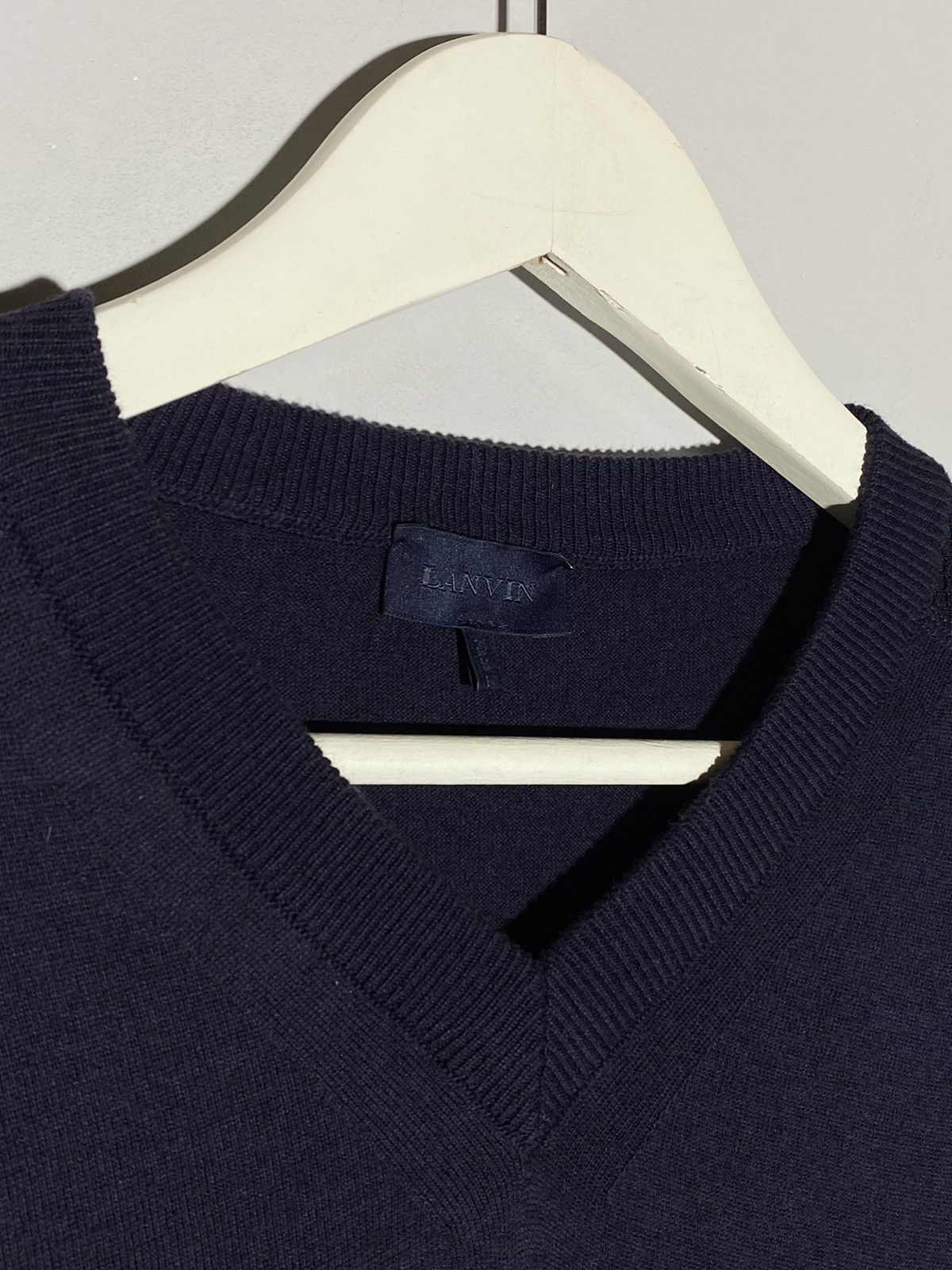 Lanvin Lanvin jumper merinos wool v-neck sweater midnight blue Size US L / EU 52-54 / 3 - 5 Thumbnail