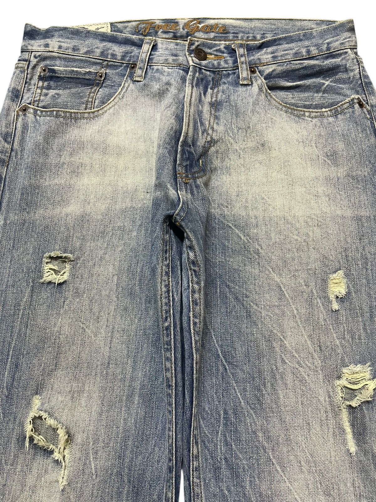 14th Addiction Vintage Japanese Brand Clawmark Wash Distress Baggy Jeans Size US 31 - 3 Thumbnail