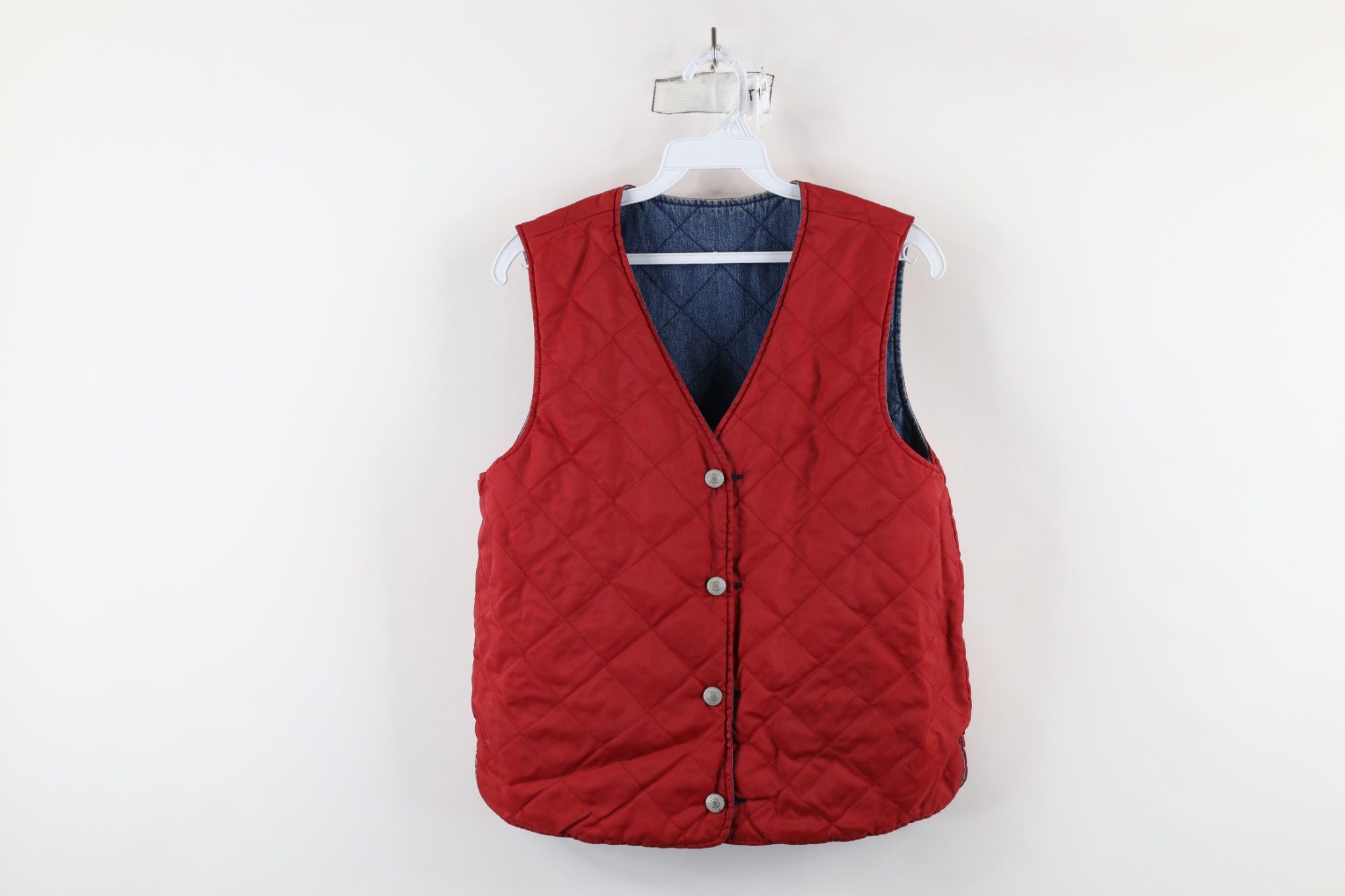 Vintage Vintage 90s Streetwear Reversible Quilted Denim Vest Jacket Size S / US 4 / IT 40 - 14 Thumbnail
