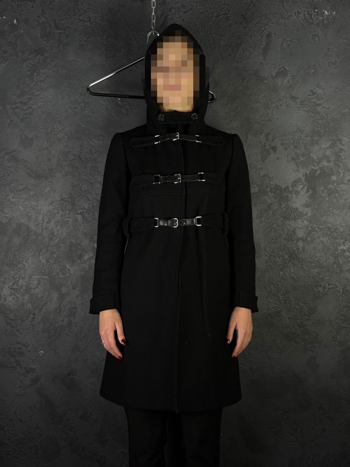 Prada 2000s Prada Women’s Black Buckled Wool Long Duffle Coat Size S / US 4 / IT 40 - 2 Thumbnail