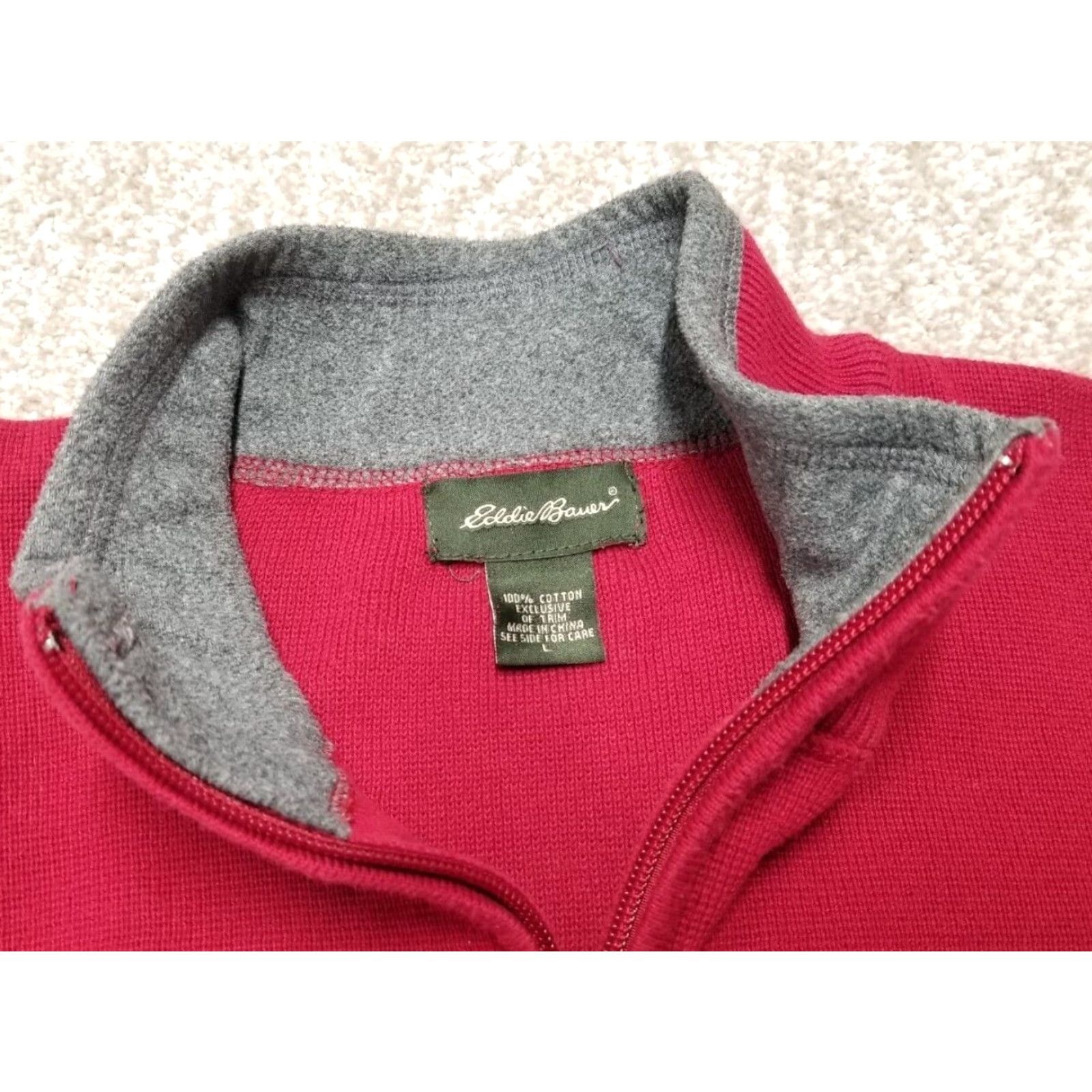 Eddie Bauer Eddie Bauer Sweater Mens Large Black 1/4 Zip Pullover Cotton Casual Outdoor Knit Sweatshirt Regular Fit Logo Mens Size US L / EU 52-54 / 3 - 2 Thumbnail