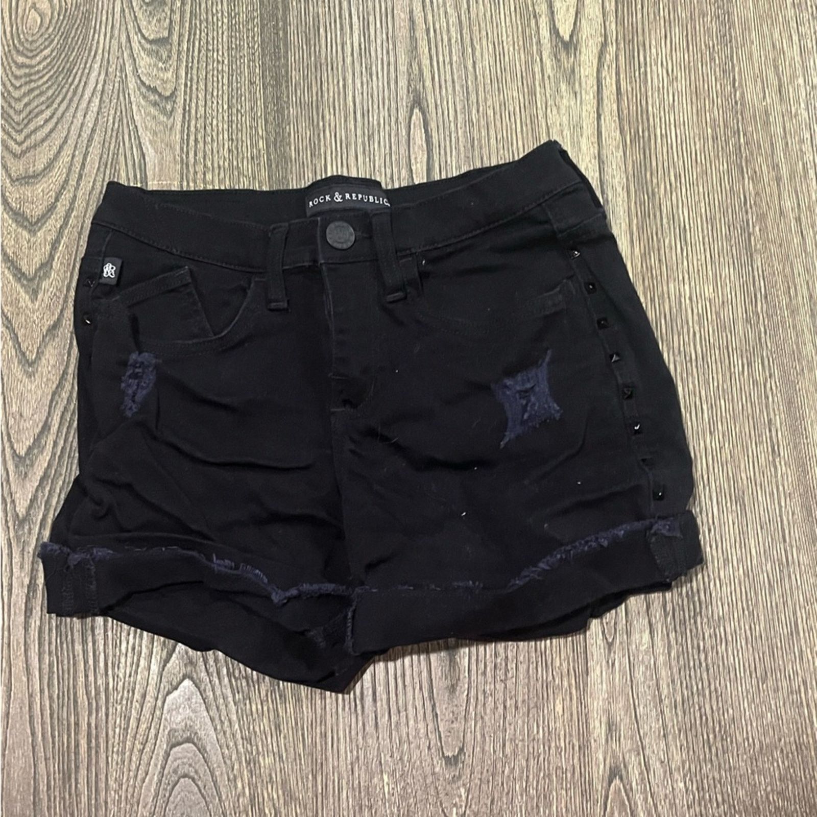 Rock & Republic Rock & Republic Womens Bumpershoot Shorts Black Size 4 Size 27" / US 4 / IT 40 - 1 Thumbnail