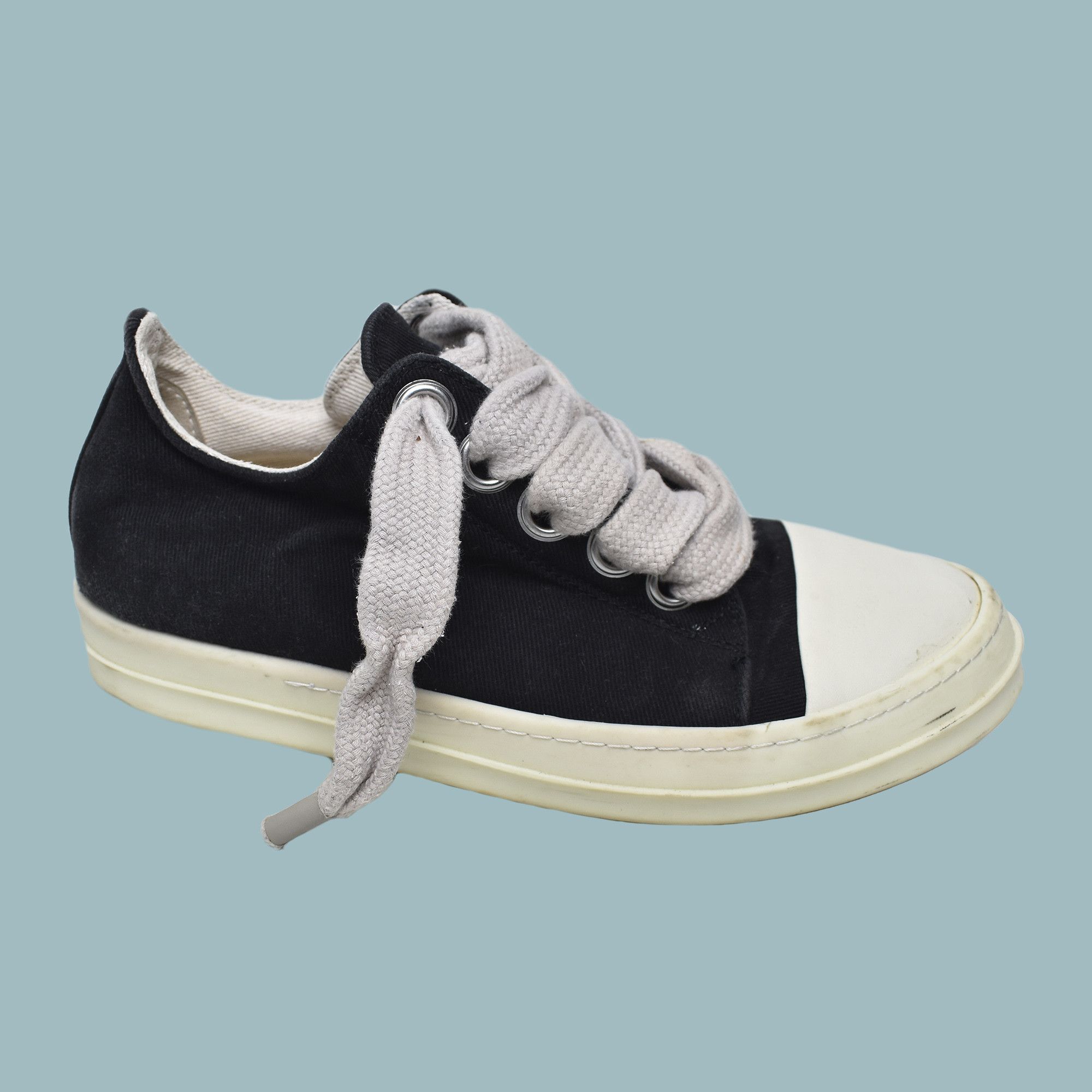 Rick Owens Drkshdw RICK OWENS DRKSHDW Jumbo Lace Ramones Low Canvas Sneakers Size US 11 / EU 44 - 1 Thumbnail