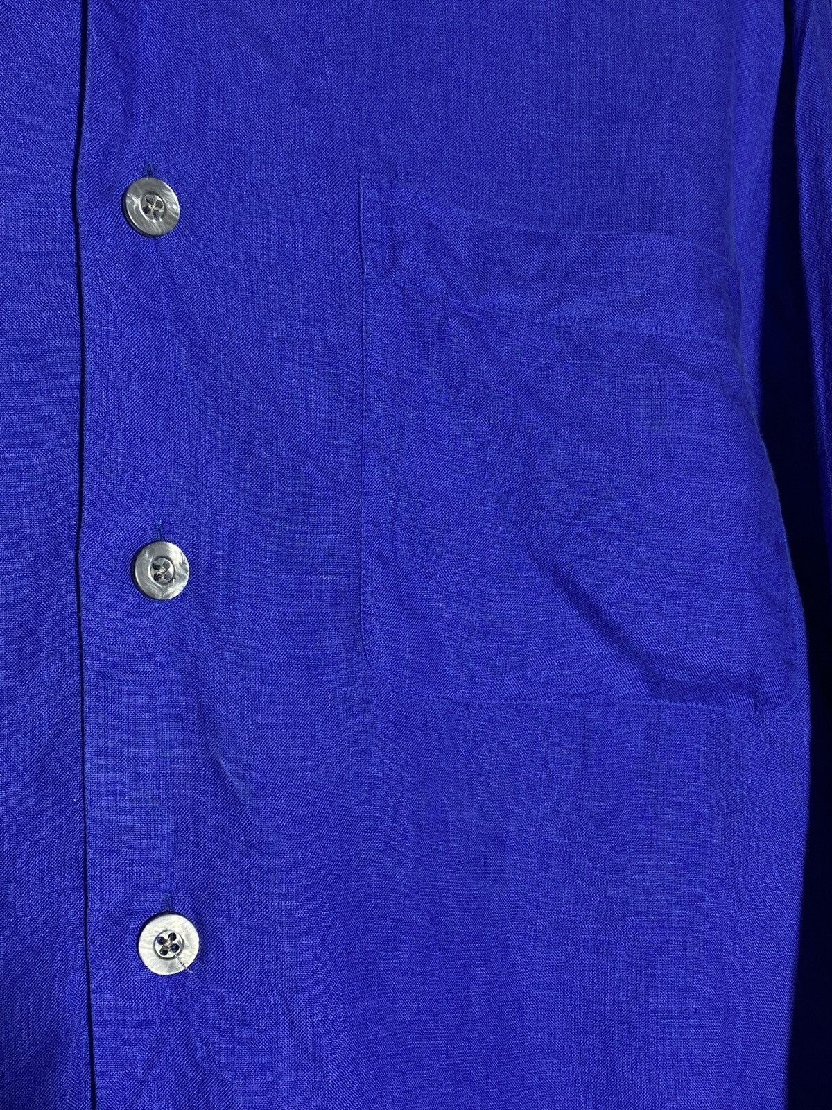 Kenzo Vintage Kenzo Homme Royal Blue Linen Shirt Old Money Size US L / EU 52-54 / 3 - 5 Thumbnail