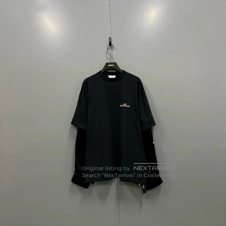Balenciaga Black Embroidered Logo Longsleeve.