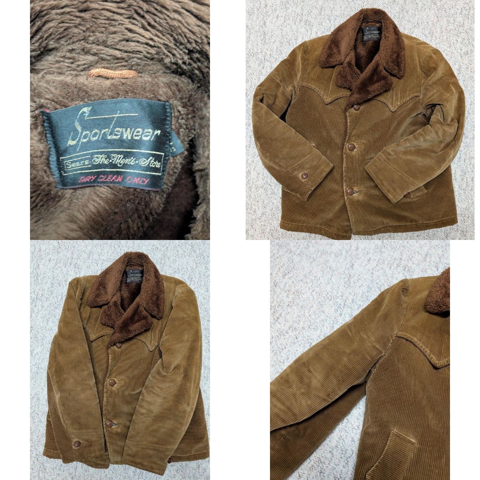 Sears VINTAGE WESTERN JACKET Corduroy brown M Chest 40-42 SEARS Bomber Jacket Men Corduroy Sherpa 70s 40) Size US M / EU 48-50 / 2 - 8 Thumbnail