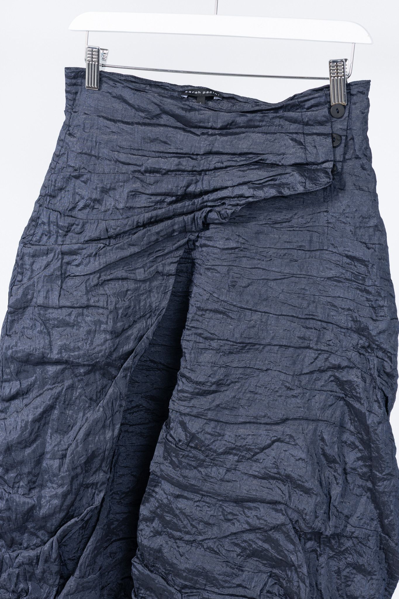 Sarah Pacini Sarah Pacini Navy Metallic Crinkled Bubble Skirt Size 27" / US 4 / IT 40 - 3 Thumbnail