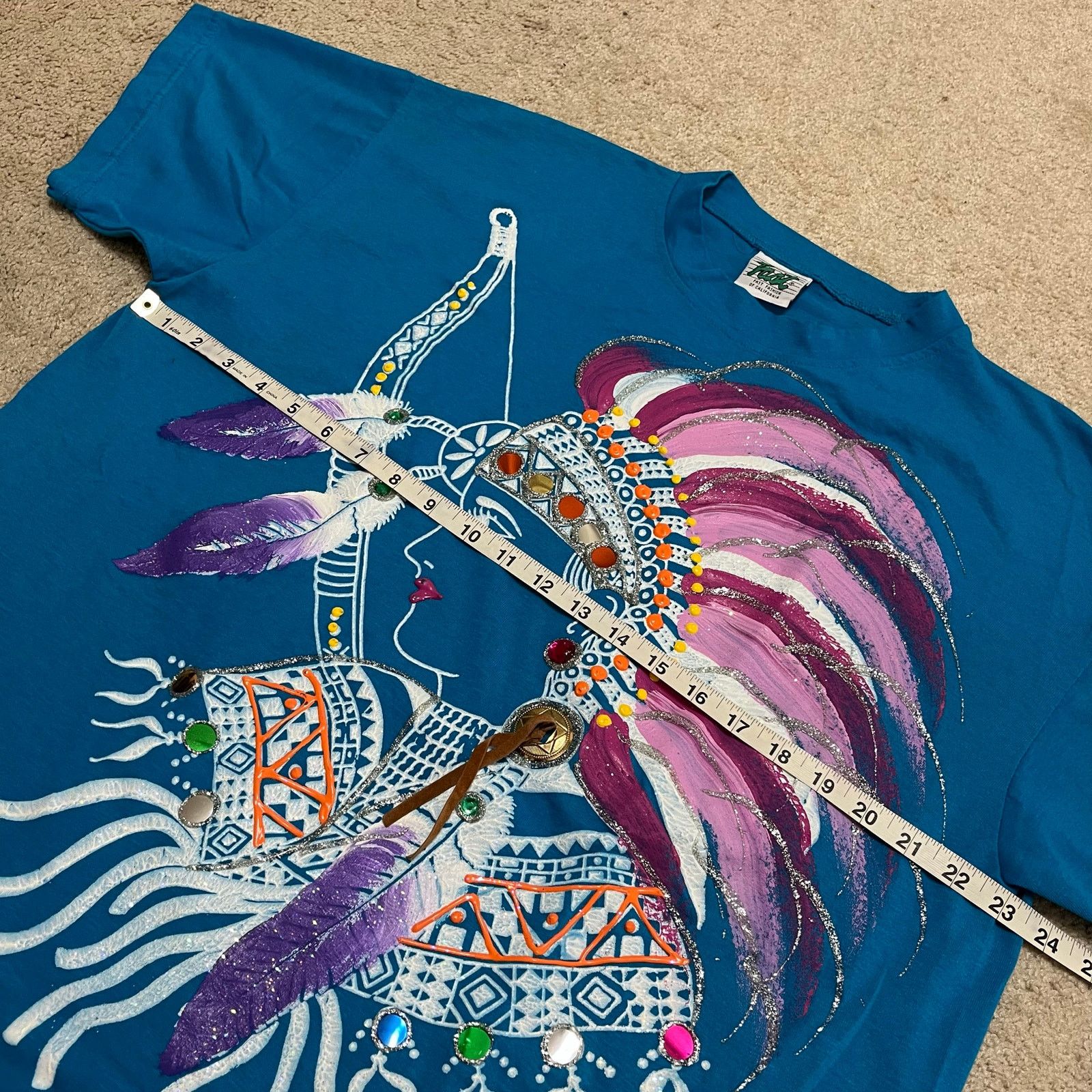 Other Vintage California Native Chief Painted Blue Graphic Shirt Size US L / EU 52-54 / 3 - 6 Thumbnail