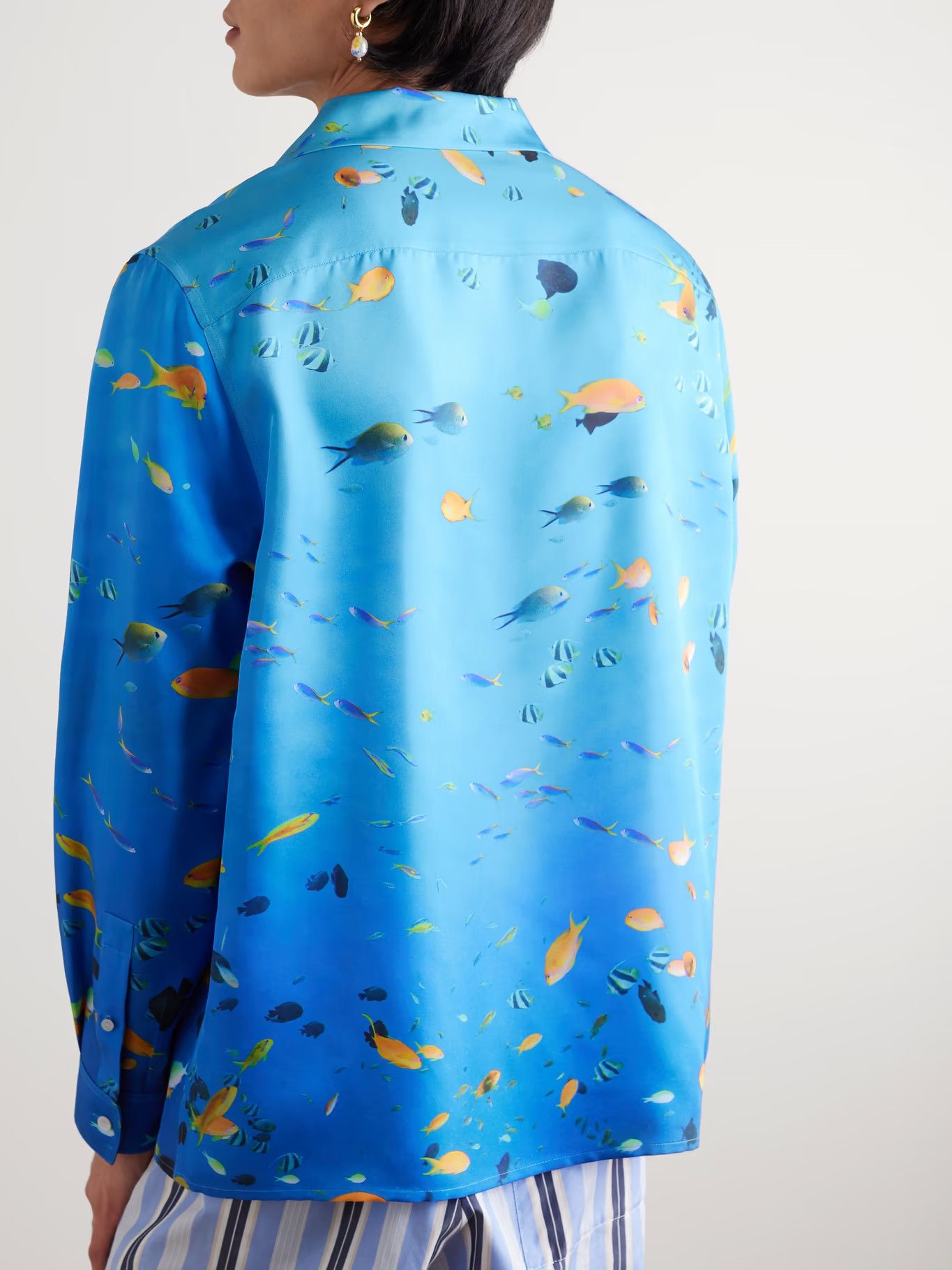 Loewe Turquoise 100% Silk Aquarium Print Shirt Size 39 Size US M / EU 48-50 / 2 - 3 Thumbnail