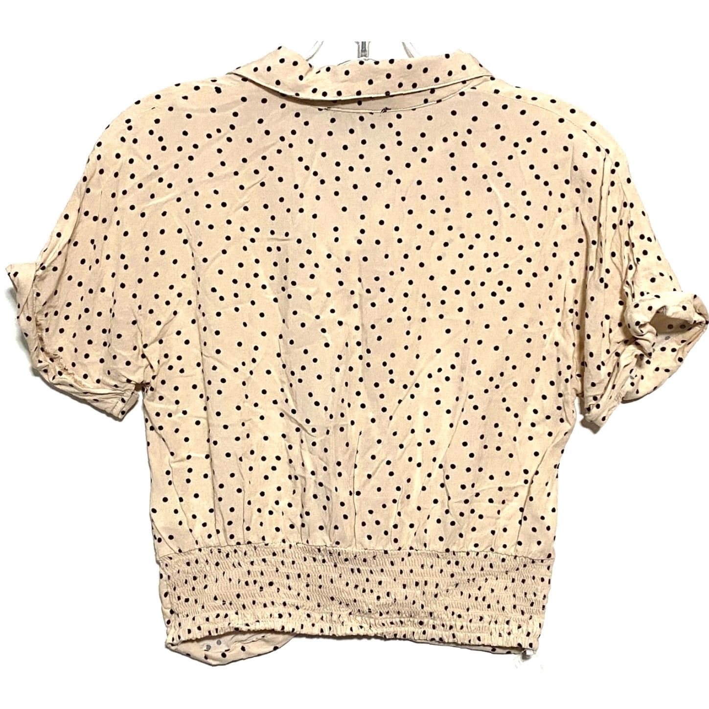 Etro Milk + Honey Polka Dot Crop Blouse Top S Cropped Blouse Womens Semi-Fitted Short Sleeve Tan Polka Dot Casual Retro Feminine Size S / US 4 / IT 40 - 3 Thumbnail