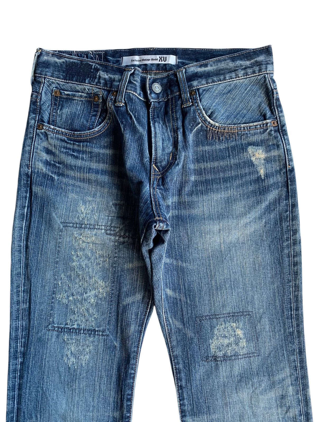 FLARE💥EDWIN XVS JAPANESE PUNK STYLE FADED DISTRESSED DENIM☠️