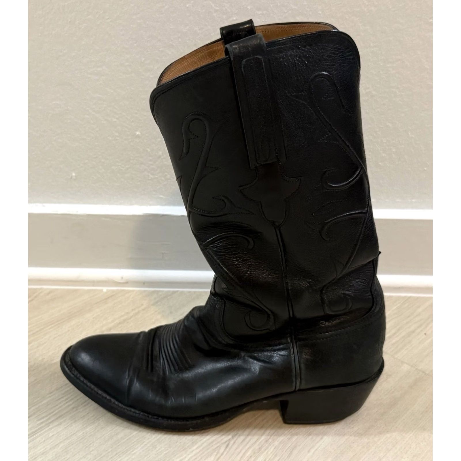 Roper VINTAGE Lucchese Men’s HandMade Classics Roper Cowboy Boots Size 8.5 Leather Mid-Calf USA 90s Western L1501 Mens Size US 9 / EU 42 - 4 Thumbnail