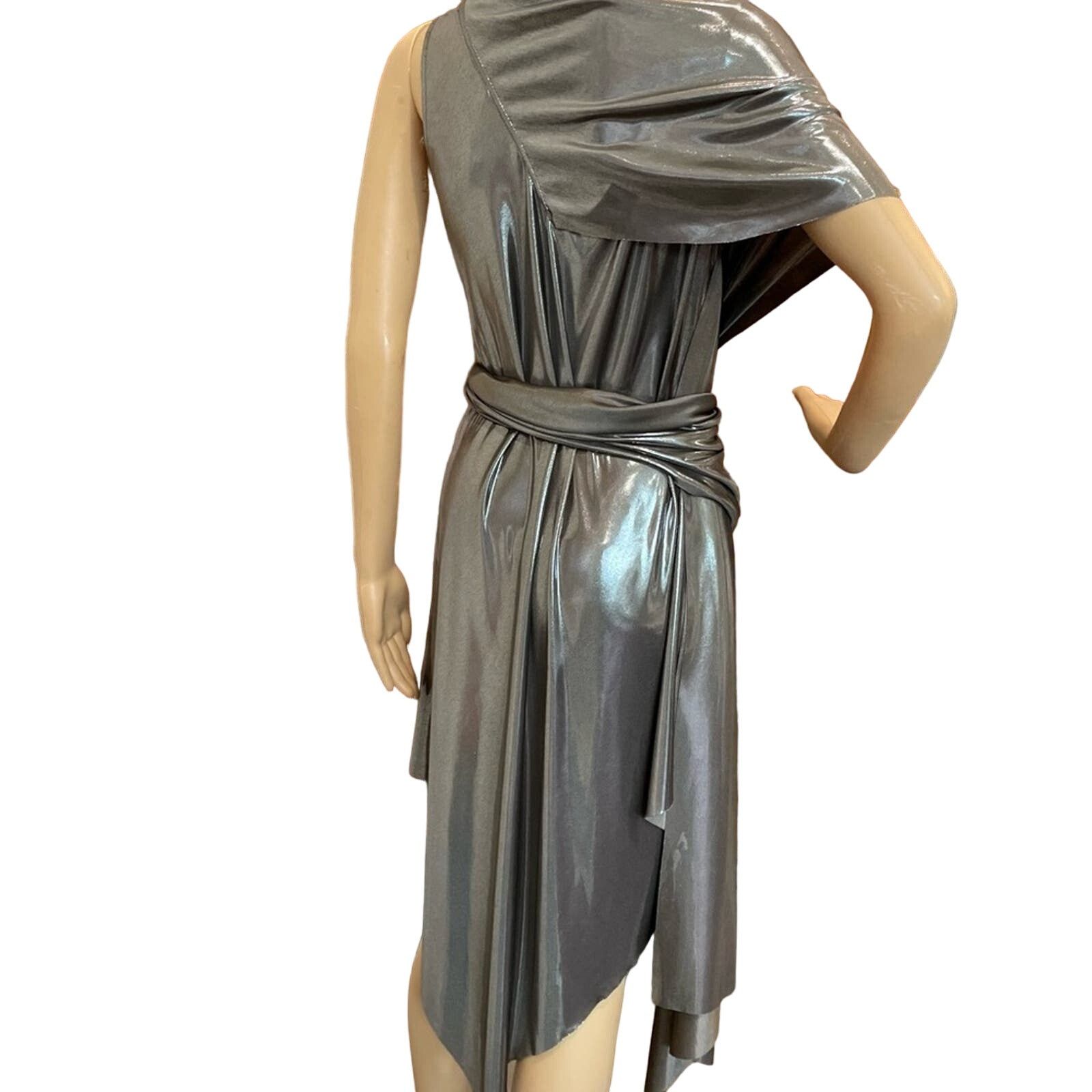 Other Silver lame scarf wrap women’s knee length evening dress Size L / US 10 / IT 46 - 9 Thumbnail