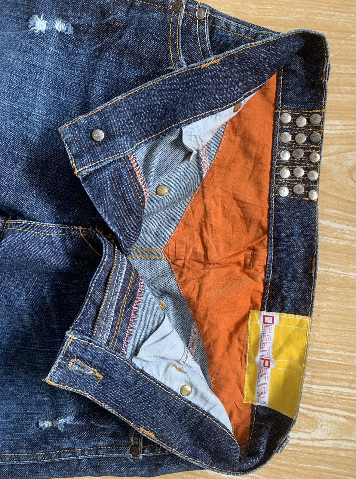 Japanese Brand 🔥 Ocean Pacific Distressed Flare Bootcut Unisex Jeans Pant Size US 27 - 20 Thumbnail