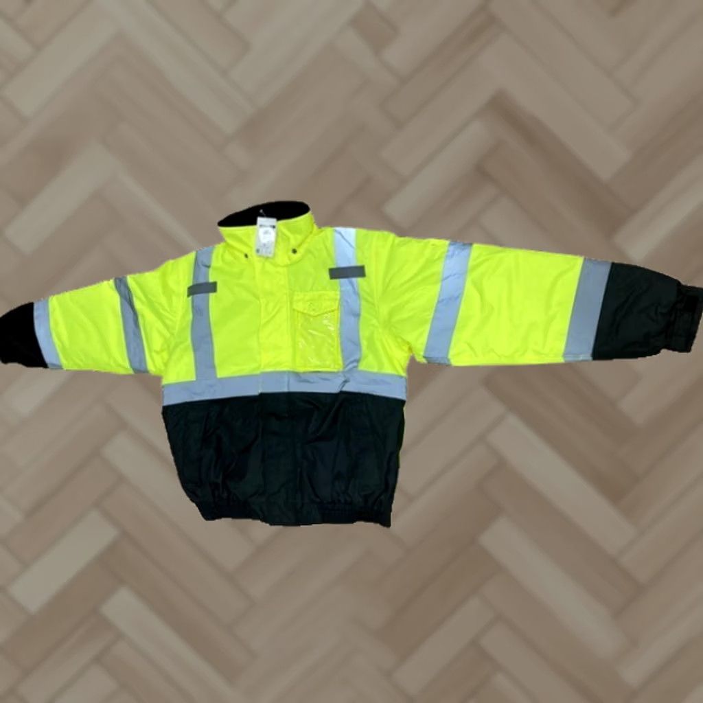 Vintage GSS Reflective Safety Jacket, Class 3 Hi Vis Bomber Winter Jacket, Lime Medium, Men, Jacket Size US M / EU 48-50 / 2 - 1 Thumbnail