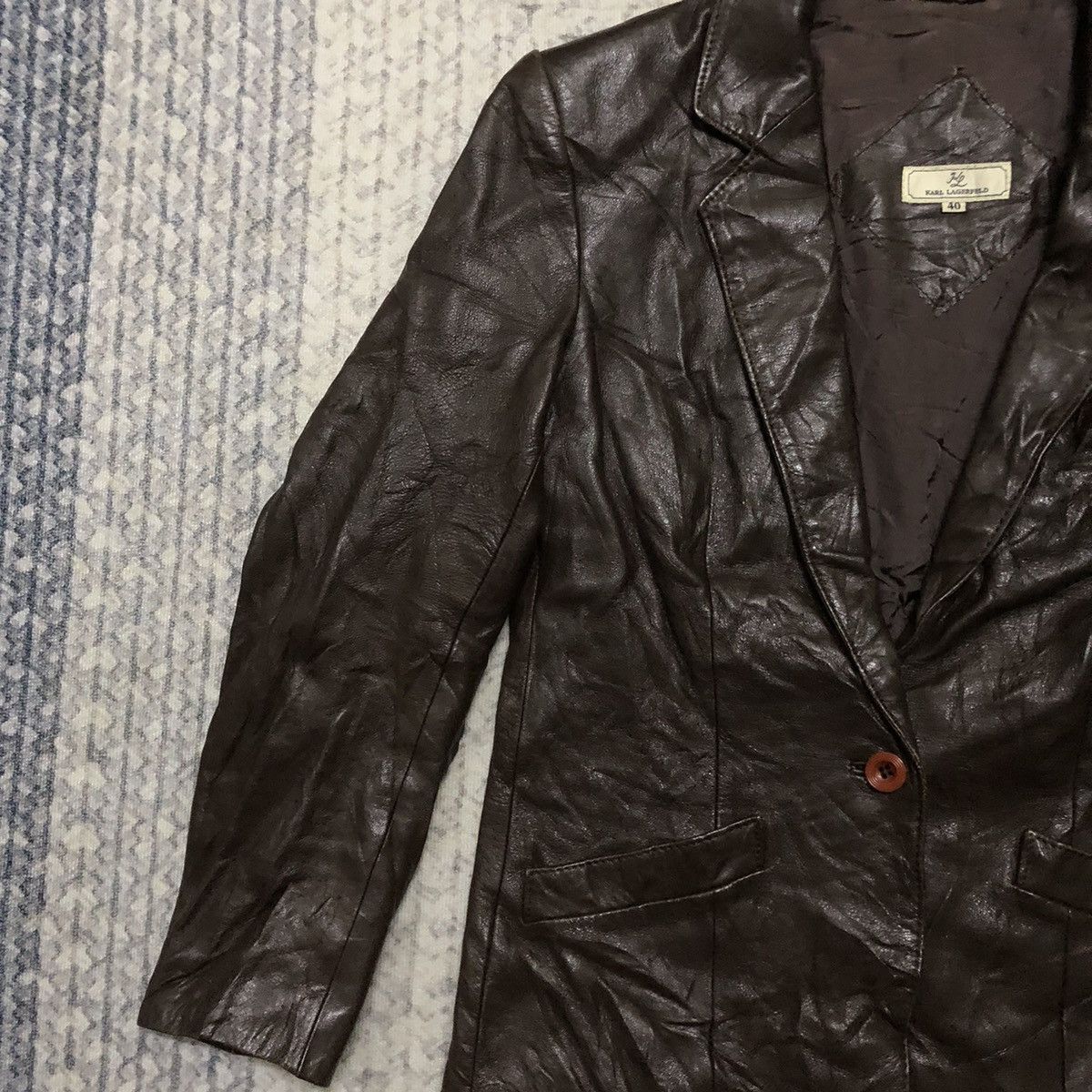 Designer × Karl Lagerfeld × Vintage Rare Distressed Vintage Karl Lagerfeld Leather Jacket Size US XXS / EU 40 - 4 Thumbnail