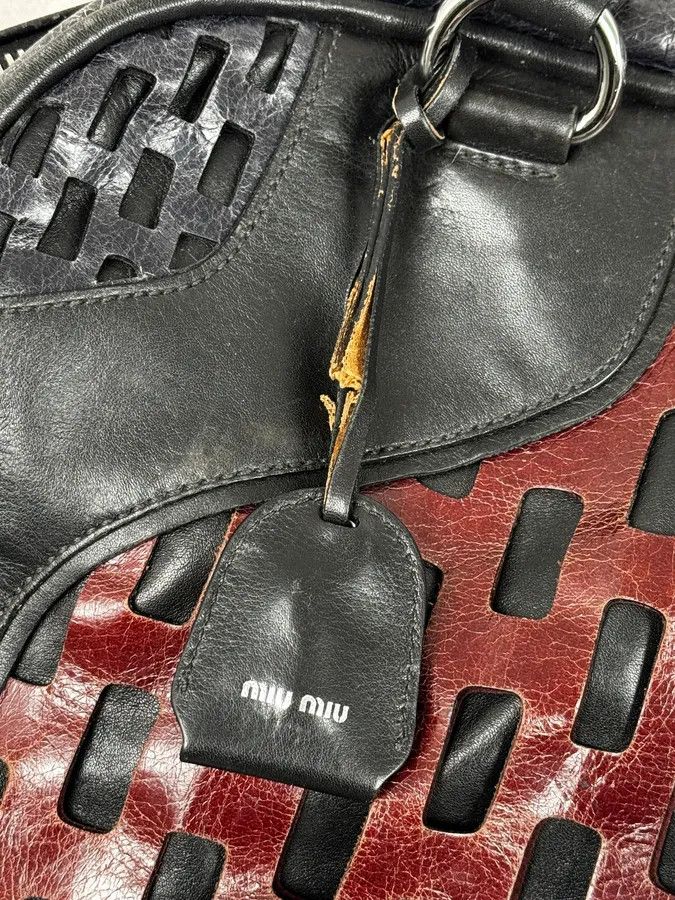 Miu Miu Miu Miu Black Burgundy Leather Bowling Bag Size ONE SIZE - 7 Thumbnail