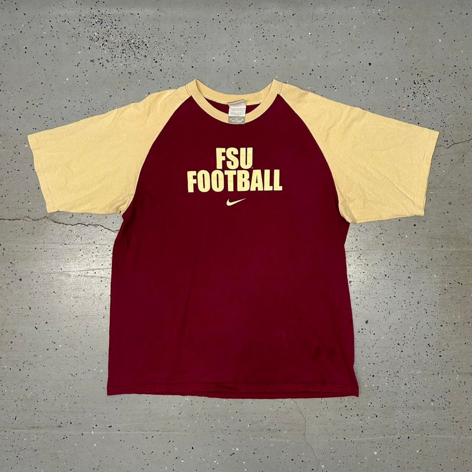 Nike VTG Burgundy and cream Nike FSU Football tee Size US XL / EU 56 / 4 - 1 Thumbnail