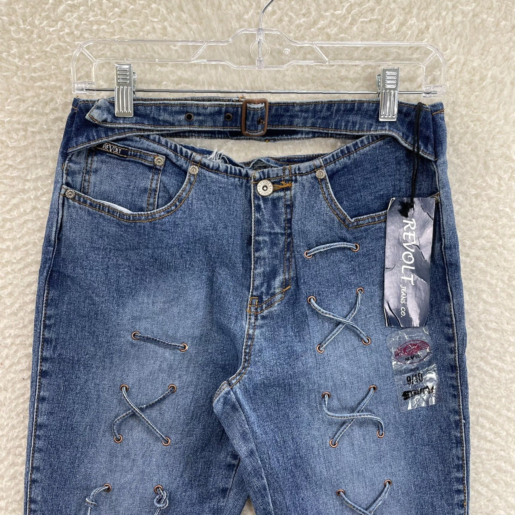 Vintage VINTAGE Revolt Flare Jeans 6 27 Lace Up Cut Out High Waist Blue Women Mens? Size 28" / US 6 / IT 42 - 3 Thumbnail