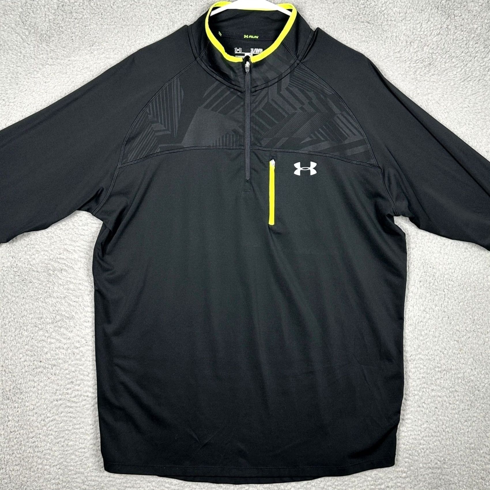 Under Armour Under Armour Sweatshirt Men XL Black Neon AllSeasonGear Quarter Zip Pullover Run Size US XL / EU 56 / 4 - 2 Thumbnail
