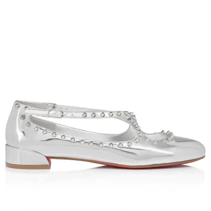 Christian Louboutin os11x0526 Pilouta Jane Spikes Flats in Silver Size US 9 / IT 39 - 1 Thumbnail