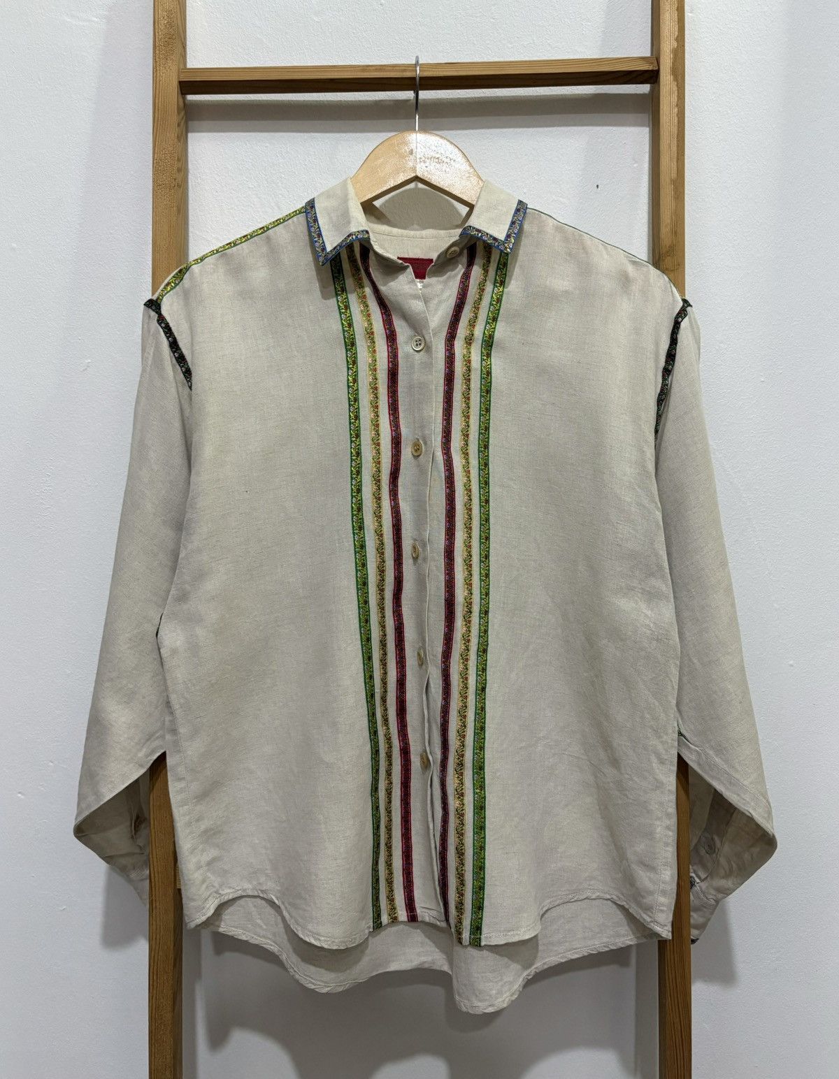 Designer × Kenzo 90s Kenzo Linen Shirt Size US L / EU 52-54 / 3 - 3 Thumbnail