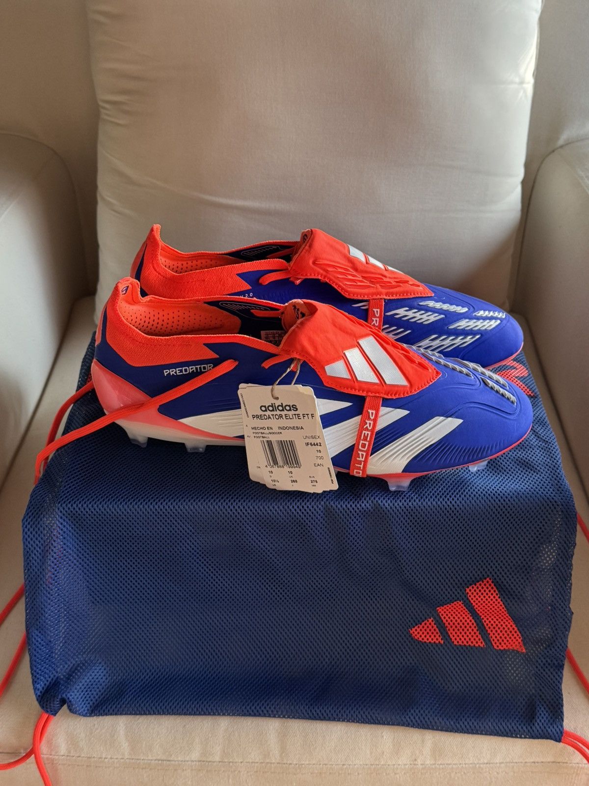 Adidas Adidas Predator 24 FG Elite Tongue Lucid Blue Solar Red Size US 10.5 / EU 43-44 - 9 Thumbnail