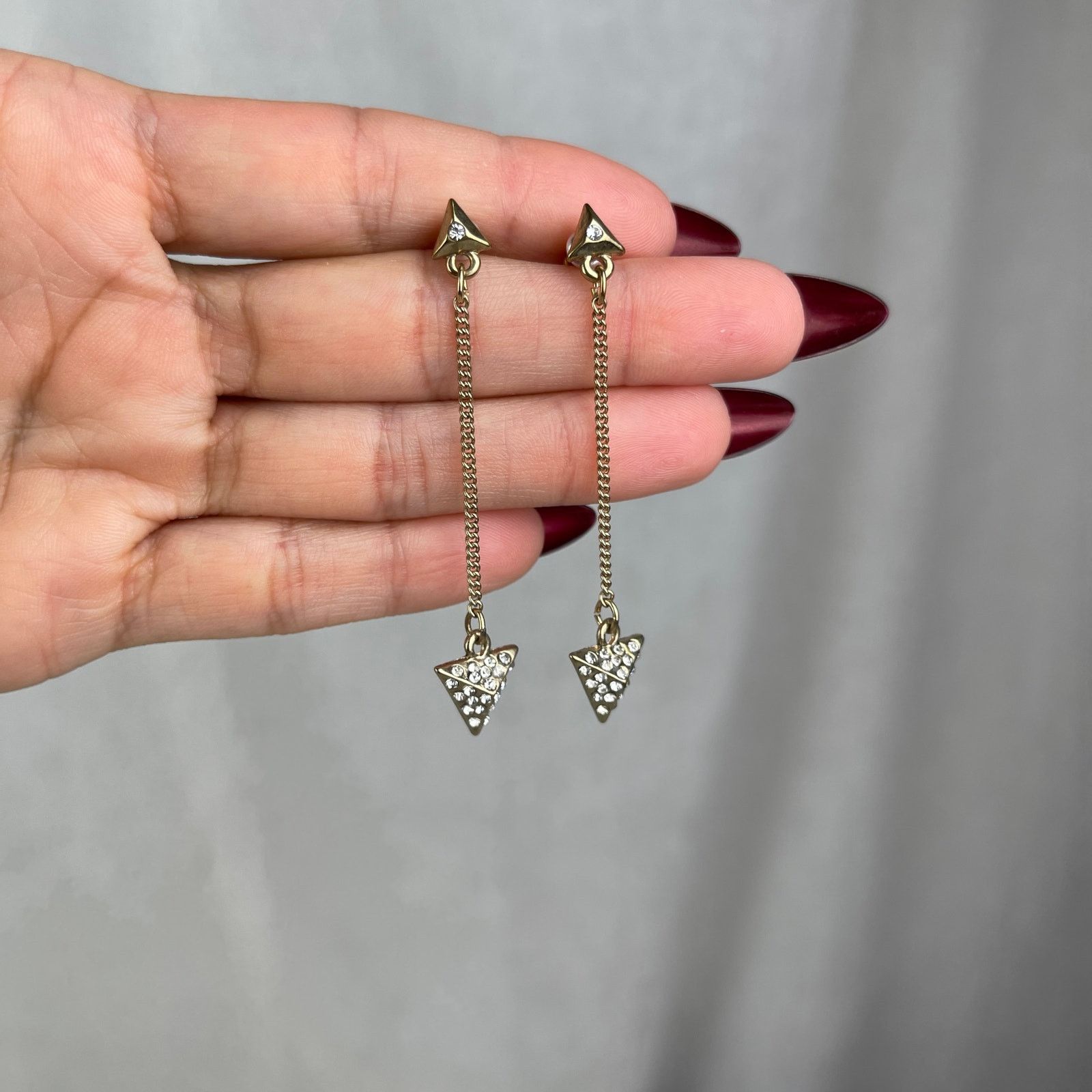 Other Dainty Gold Tone Rhinestone Arrow Dangle Earrings Festival Size ONE SIZE - 24 Thumbnail