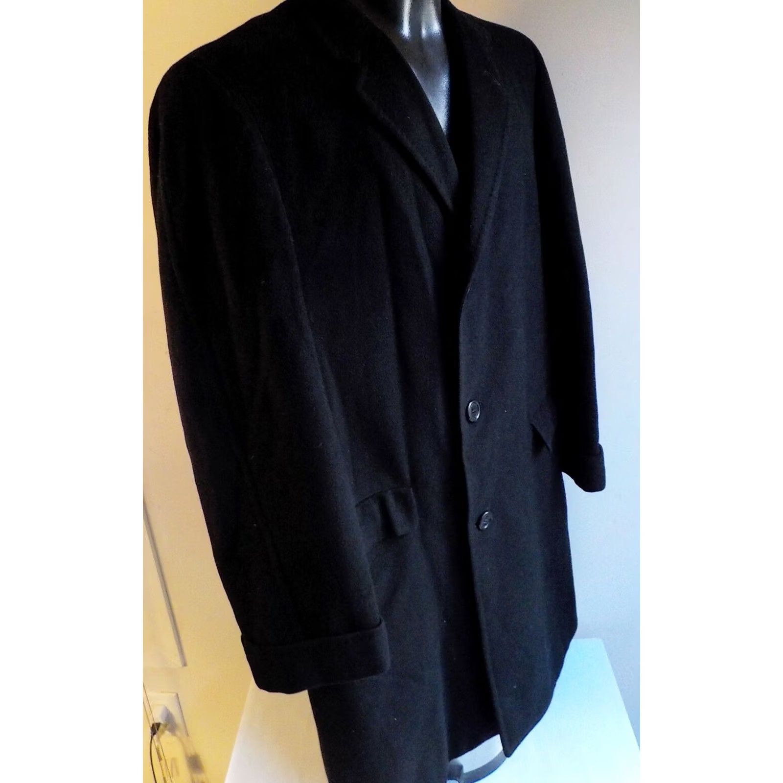 Vintage VINTAGE Unbranded Overcoat Black Wool Cashmere/Mix Single Breasted M/L Mens Overcoat Size US M / EU 48-50 / 2 - 3 Thumbnail