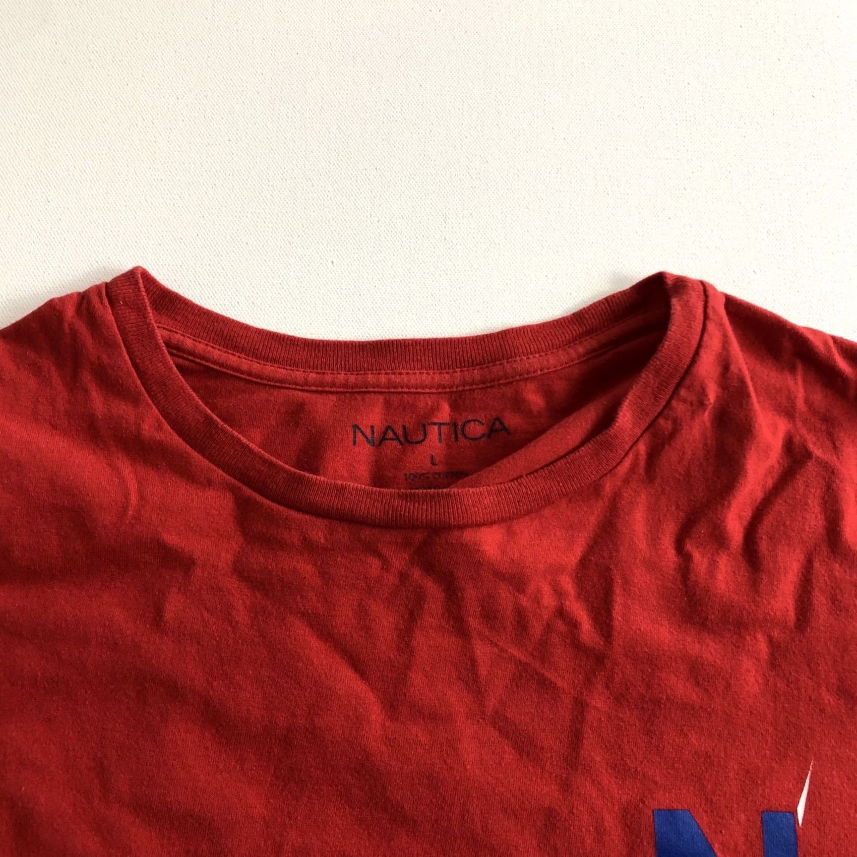 Nautica Nautica Shirt Adult Mens L Red Front Graphic Sailing Beach Ocean T-Shirt Logo Short Sleeve Crew Neck Regular Fit Size US L / EU 52-54 / 3 - 6 Thumbnail
