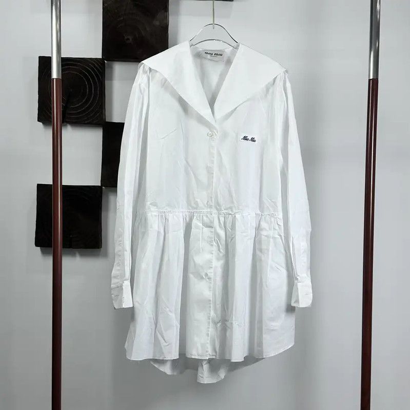 Miu Miu Miu Miu White Cotton Blend Dress 0089 Size M / US 6-8 / IT 42-44 - 1 Thumbnail