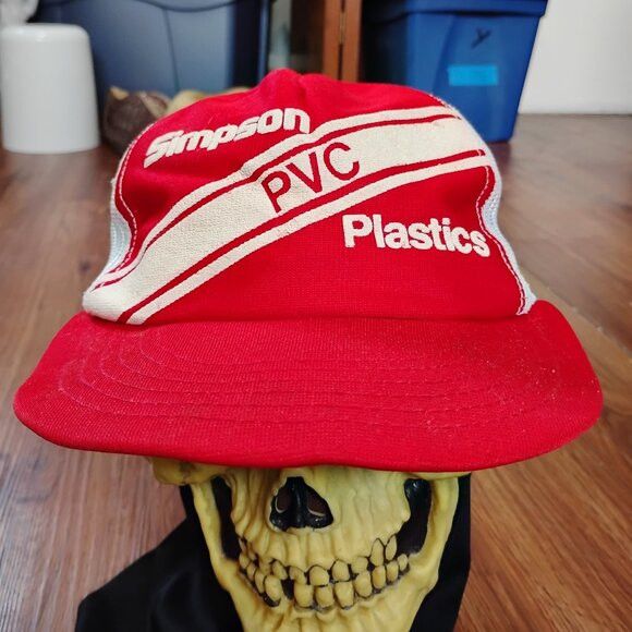 Other Vintage Simpson Plastics PVC Snap Trucker Hat Cap Size ONE SIZE - 1 Thumbnail