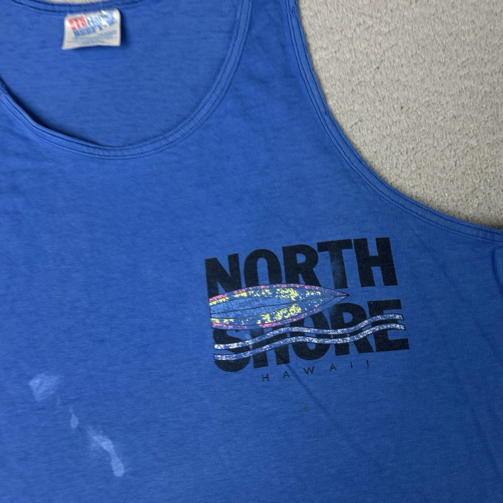 Hanes VINTAGE North Shore Tank Top Mens Large Blue USA Hawaii Surfing Rare Hanes Shirt Size US L / EU 52-54 / 3 - 4 Thumbnail