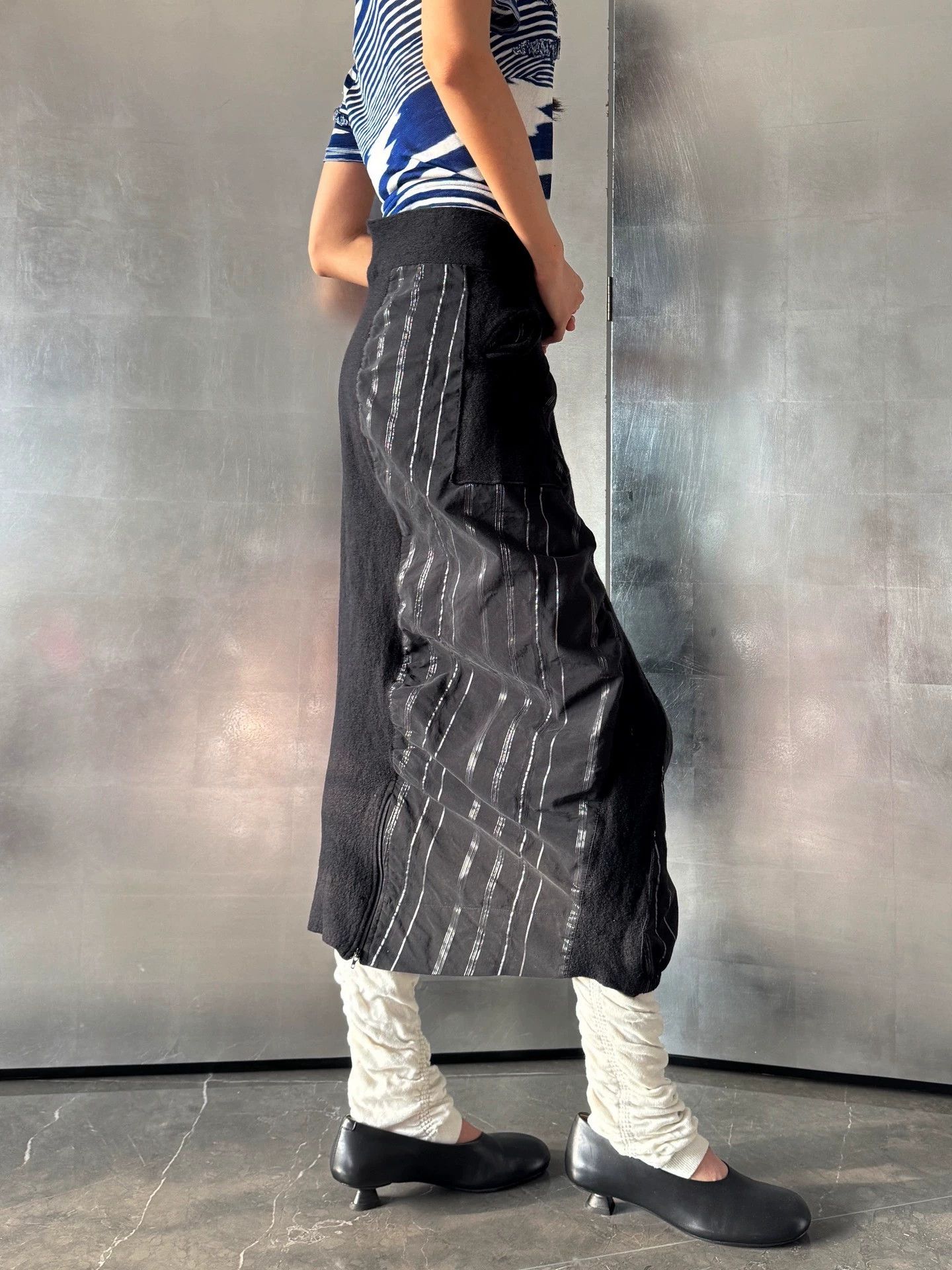 Other French Irregular Striped Textured Patchwork Skirt Size 27" / US 4 / IT 40 - 5 Thumbnail