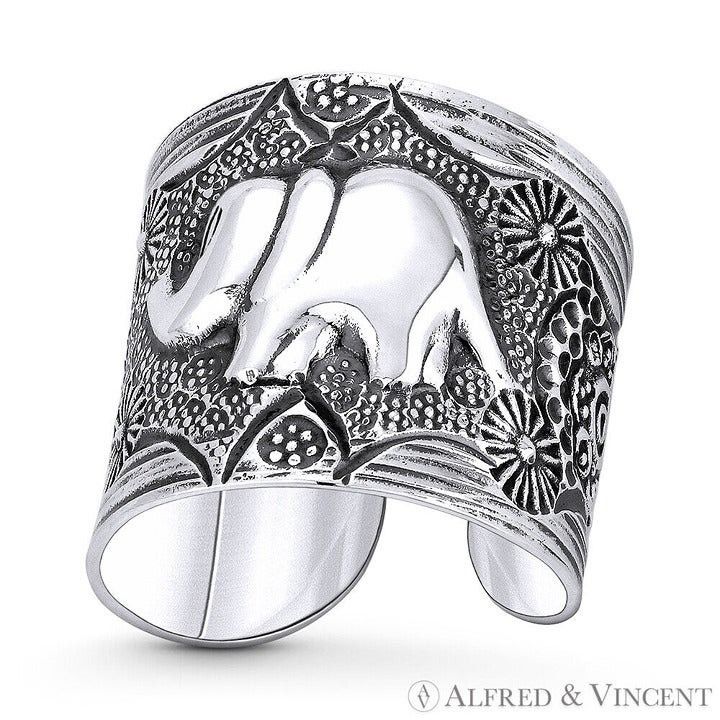 Other Elephant Spirit Wide Cuff Wrap Ring in .925 Sterling Silver Size ONE SIZE - 1 Preview