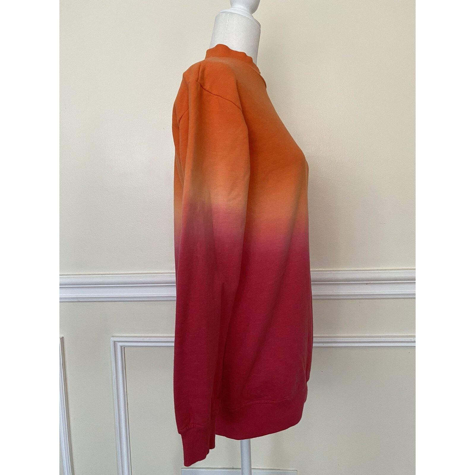 BP. BP. Dip Dye Crewneck Sweatshirt In Red XS Sweater A003136 Size XS / US 0-2 / IT 36-38 - 3 Thumbnail