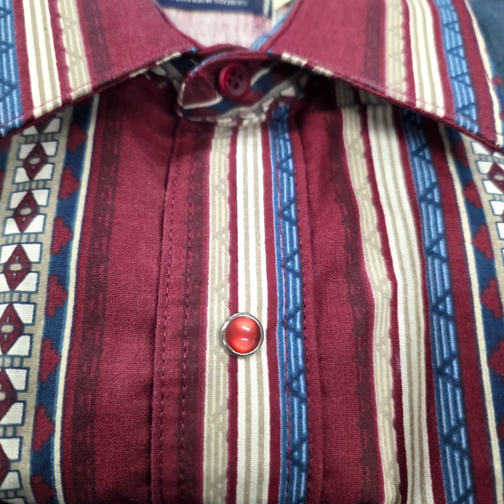 Wrangler VINTAGE Wrangler BrushPopper Shirt Mens XL Red Aztec Long Sleeve Red Pearl Western Size US XL / EU 56 / 4 - 5 Thumbnail