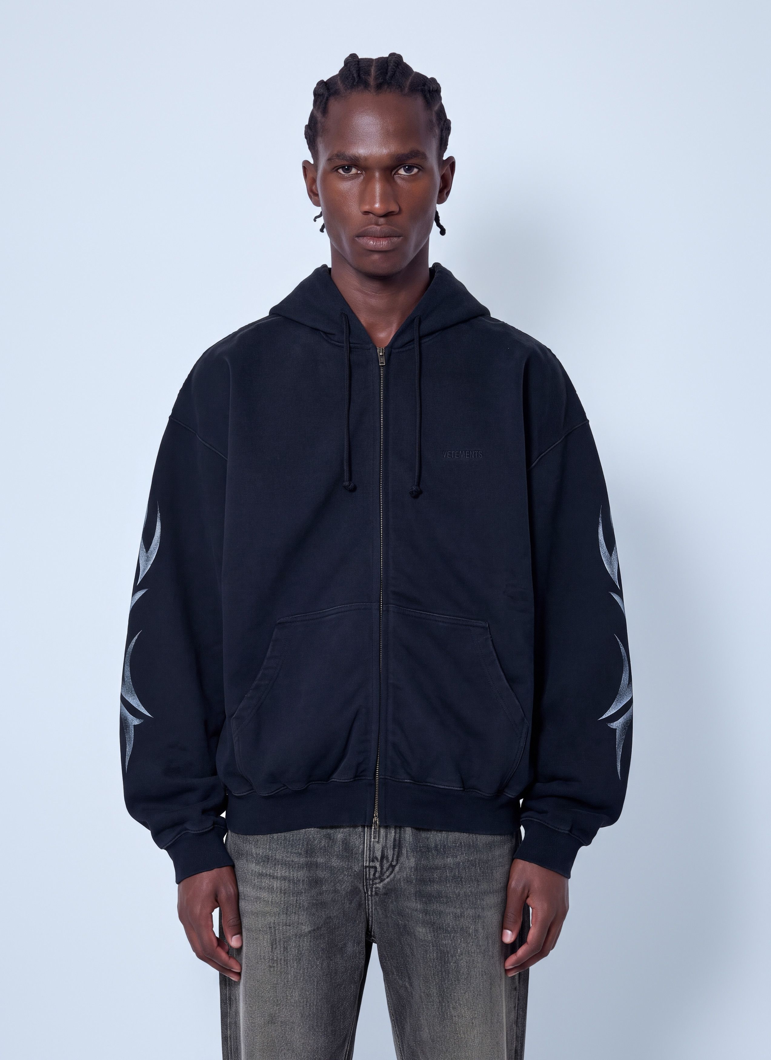 Vetements RUNWAY Vetements AW18 Russia Patchwork zip up hoodie