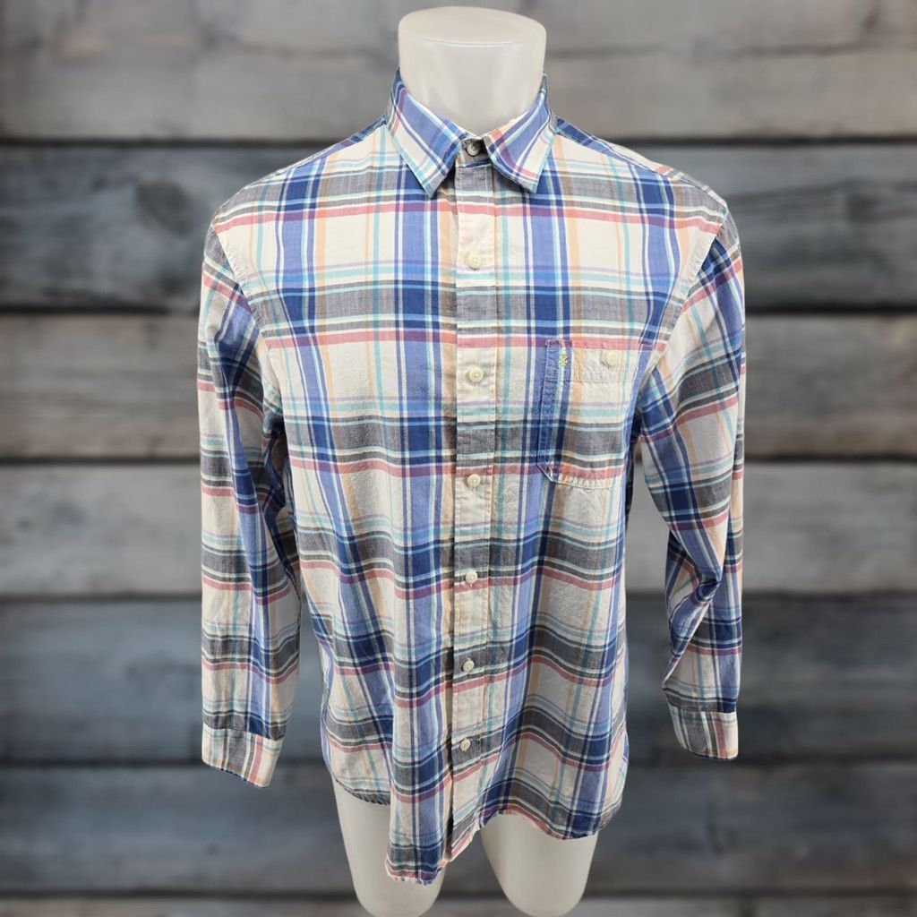 Izod IZOD Shirt Mens M Pastel Saltwater Long Sleeve Relaxed Classics Button Up Multicolor Plaid Beach Modern 90s Mens Size US M / EU 48-50 / 2 - 1 Thumbnail