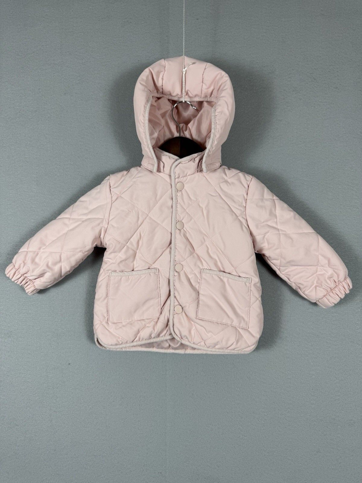 H&M H&M Baby 12-18Mon Pink Hooded Puffer Jacket Fall/Winter Size US XXS / EU 40 - 1 Thumbnail
