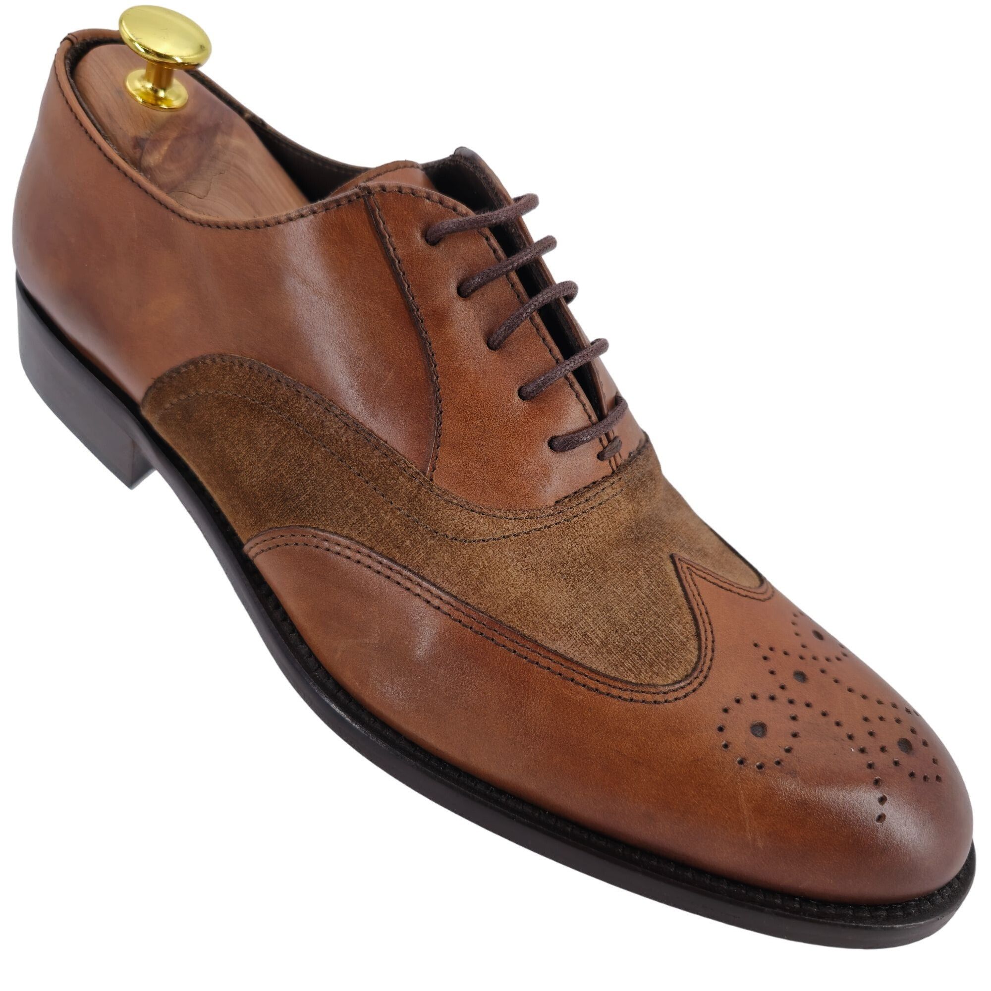 Bruno Magli New Bruno Magli Italy Brown Leather Suede Wingtip Oxfords 10 Size US 10 / EU 43 - 1 Thumbnail