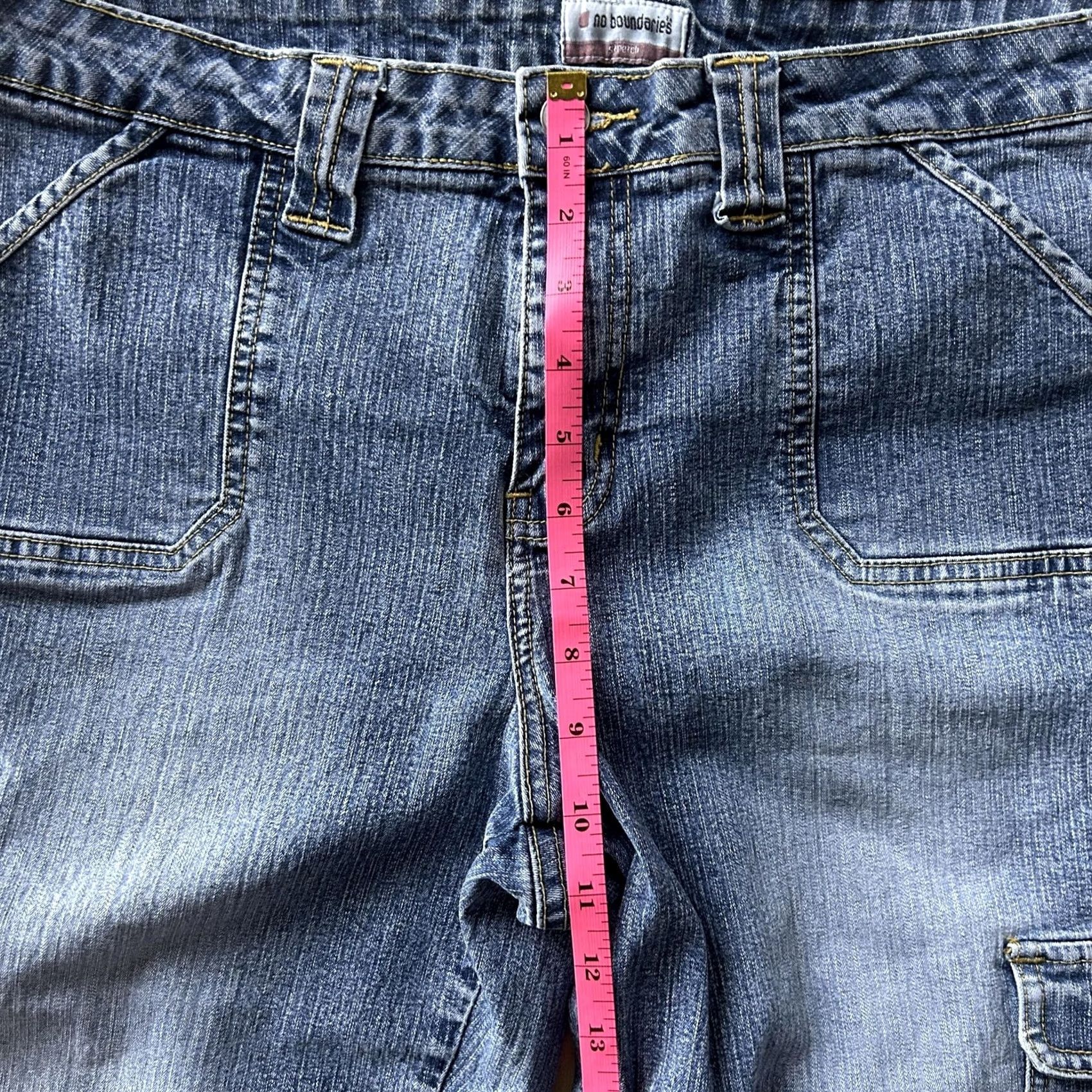 Vintage VINTAGE No Boundaries Jeans Juniors 15 Medium Wash Blue Cargo Straight Denim Jeans Size 36" / US 14 / IT 50 - 6 Thumbnail