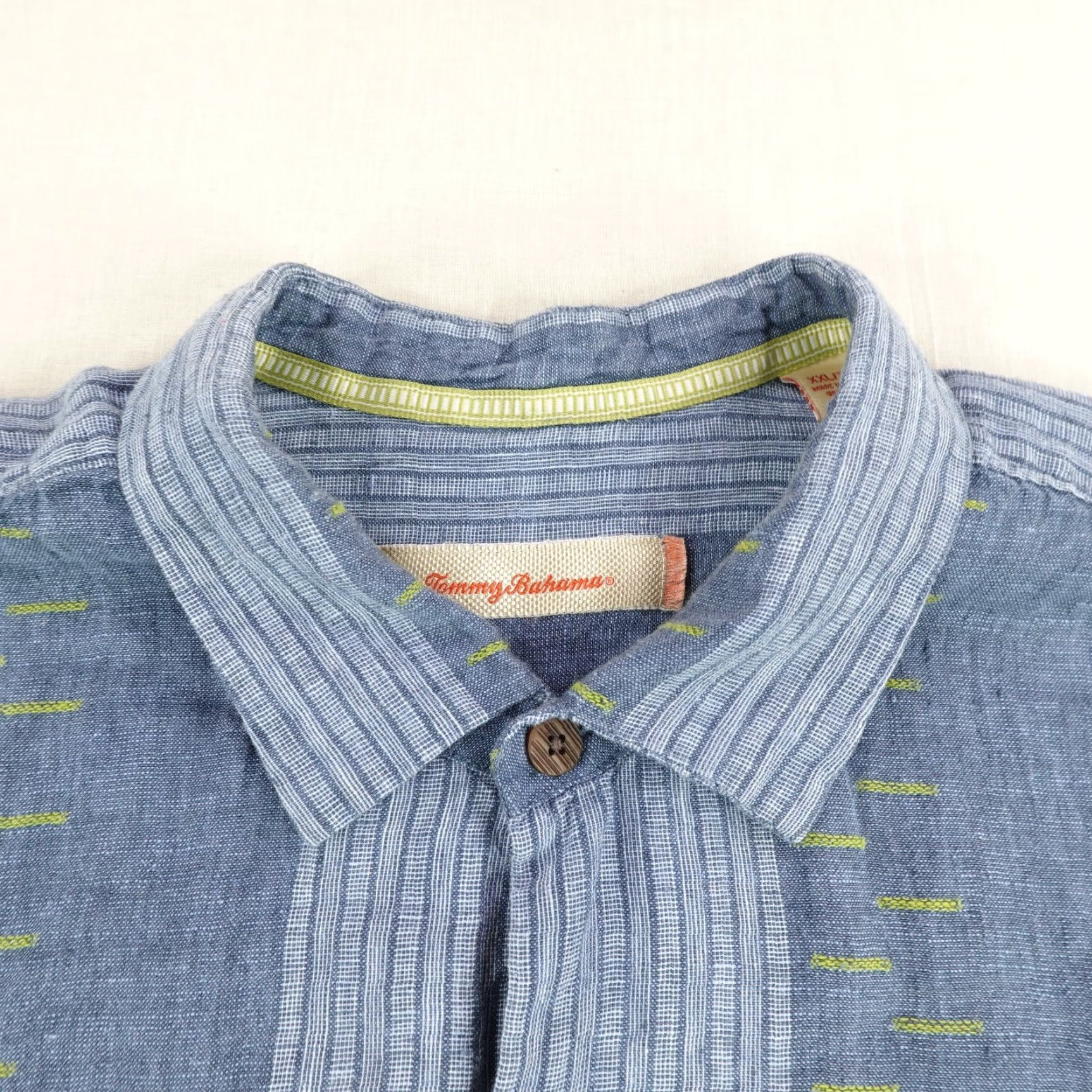 Tommy Bahama VINTAGE Tommy Bahama Shirt Mens 2XL Short Sleeve Blue Stripes Button Up Linen Casual Hawaiian Outdoors Size US XXL / EU 58 / 5 - 2 Thumbnail