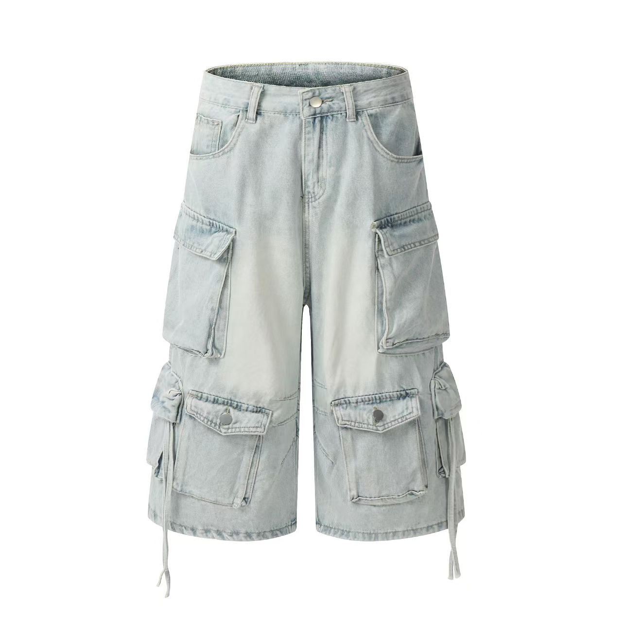 Vintage Street Y2K Vintage Multi-Pocket Washed Work Denim Shorts Size US 34 / EU 50 - 2 Thumbnail