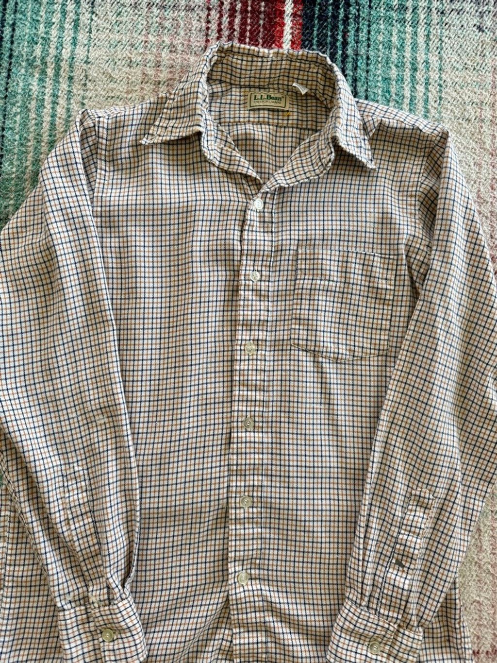 L.L. Bean 90s LL Bean tan/brown Check Flannel S Size US S / EU 44-46 / 1 - 2 Thumbnail